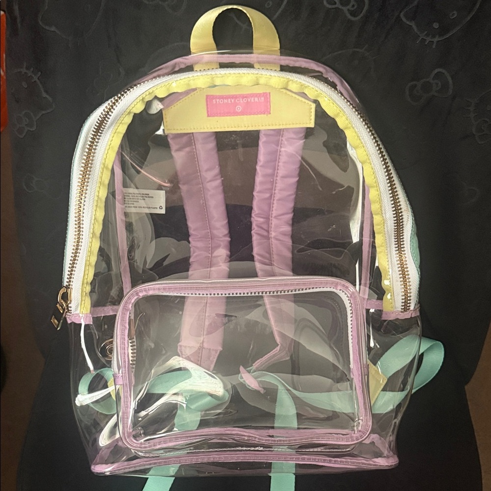 Stoney Clover Lane Clear Kids Backpack with Purple and Yellow